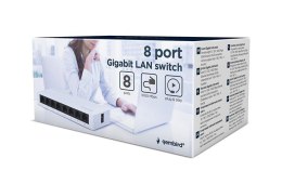 GEMBIRD SWITCH DESKTOP GIGABIT LAN (8X 10/100/1000MBPS) BIAŁY GEMBIRD