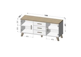 Komoda LOTTA 150 2D3S biały+ dąb sonoma Cama MEBLE