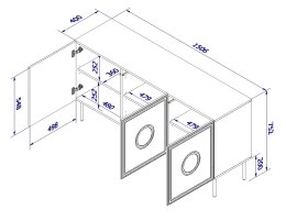 Komoda PALAZZO 150x42x75 czarny + dąb craft Cama MEBLE