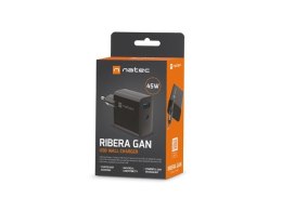 NATEC ŁADOWARKA RIBERA GAN 1X USB-A + 1X USB-C 45W CZARNA NUC-2143 NATEC