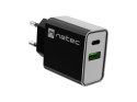 NATEC ŁADOWARKA SIECIOWA RIBERA USB-A + USB-C 20W POWER DELIVERY CZARNA NUC-2062 NATEC