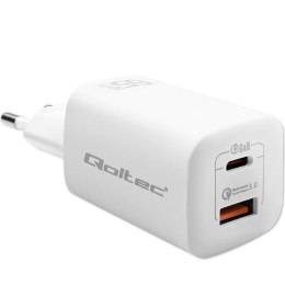 QOLTEC ŁADOWARKA SIECIOWA 65W GAN ULTRA | 5-20V | 2.25-3.25A | 1 X USB TYP C PD | 1 X USB QC 3.0 | BIAŁA Qoltec