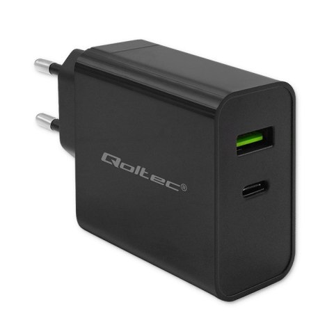 QOLTEC ŁADOWARKA SUPER QUICK PD | 1XUSB-C | 1XUSB | 45W | 5-20V | 2.25-3A | CZARNA Qoltec