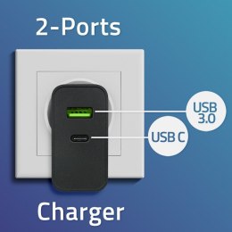 QOLTEC ŁADOWARKA SUPER QUICK PD | 1XUSB-C | 1XUSB | 45W | 5-20V | 2.25-3A | CZARNA Qoltec