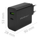 QOLTEC ŁADOWARKA SUPER QUICK PD | 1XUSB-C | 1XUSB | 45W | 5-20V | 2.25-3A | CZARNA Qoltec