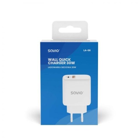 SAVIO ŁADOWARKA SIECIOWA 30W QUICK CHARGE, POWER DELIVERY 3.0 LA-06 SAVIO