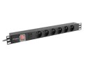 LANBERG LISTWA ZASILAJĄCA RACK PDU 19" (1U, 16A, 6X 230V PL, 2M, CZARNA) PDU-06E-0200-BK Lanberg