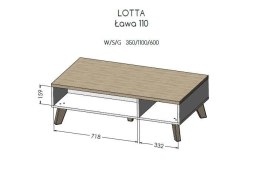 Ława LOTTA 110 wotan + czarny mat Cama MEBLE