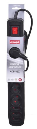 Listwa przeciwprzepięciowa Activejet APN-8g/1,5m-BK (3 x Typ C, 5 x UTE; 10 A; 1,5m; kolor czarny) Activejet