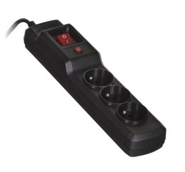 Listwa przeciwprzepięciowa Activejet COMBO 3gn/1,5m/cz (10A; 2300W) 1,5m; kolor czarny Activejet