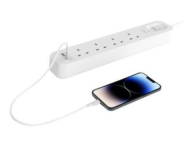 Listwa zasilająca Belkin Power Surge 4-PORT + 1xUSB-A +1xUSB-C 2.4A PD 525J 2m White Schuko Belkin