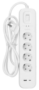 Listwa zasilająca Belkin Power Surge 4-PORT + 1xUSB-A +1xUSB-C 2.4A PD 525J 2m White Schuko Belkin