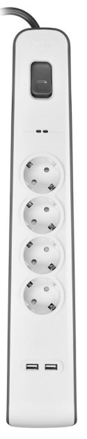 Listwa zasilająca Belkin Power Surge 4-PORT + 2xUSB-A 2m Grey/White Schuko Belkin