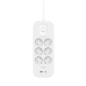 Listwa zasilająca Belkin Power Surge 6-PORT + 1xUSB-A +1xUSB-C 2.4A PD 650J 2m White Schuko Belkin