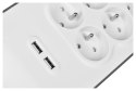 Listwa zasilająca Belkin Power Surge 6-PORT + 2xUSB-A 2.4A 650J 2m Grey/White Belkin