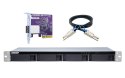 Qnap TL-R400S Expansion unit, 1U rackmount, 4x 2.5/3.5" SATA, with a QXP-400eS-A1164 PCIe SATA host card and 1 SFF-8088 to SFF-8 QNAP