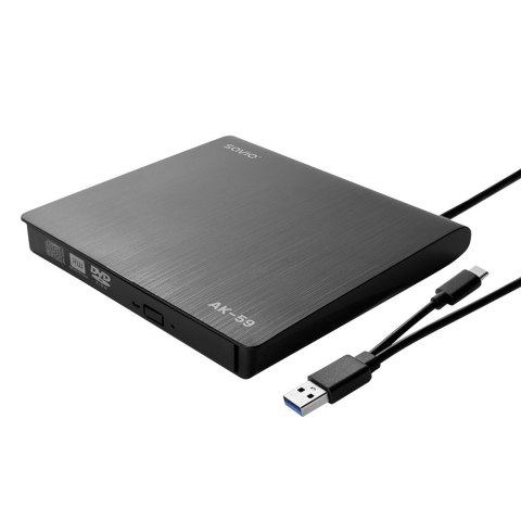 SAVIO NAGRYWARKA ZEWNĘTRZNA TYPU SLIM CD/DVD R/RW - USB C/USB-A, AK-59 SAVIO