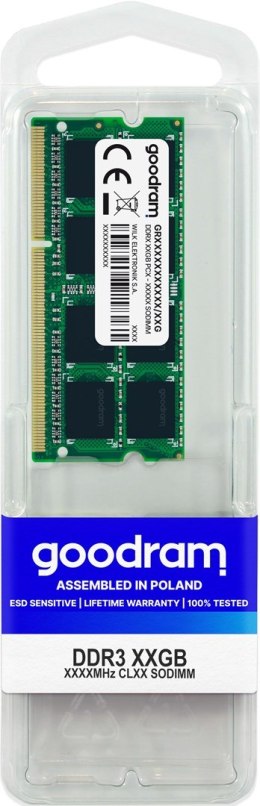 Pamięć GoodRam GR1600S364L11/8G (DDR3 SO-DIMM; 1 x 8 GB; 1600 MHz; CL11) GoodRam