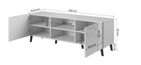 Szafka RTV ABETO 150x42x52 czarny/czarny połysk Cama MEBLE