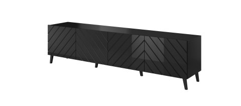 Szafka RTV ABETO 200x42x52 czarny/czarny połysk Cama MEBLE