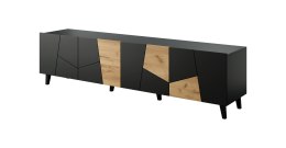 Szafka RTV ETNA 200x42x52 czarny mat + dąb craft Cama MEBLE