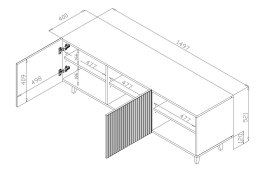 Szafka RTV PAFOS 150x40x52 biały mat Cama MEBLE