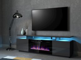 Szafka RTV EVA z kominkiem elektrycznym 180x40x52 grafit/grafit połysk Cama MEBLE