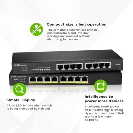 Switch Zyxel GS1915-8EP 8p PoE (PoE+: 8;) 60W Managed Gigabit ZyXEL