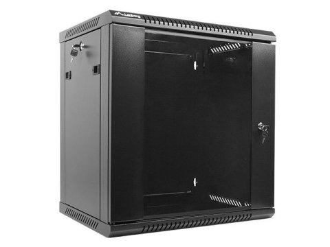 Szafa rack Lanberg WF01-6412-10B (12U; 635mm / 600mm / 450 mm; wisząca; Szklane; 19''; kolor czarny) Lanberg