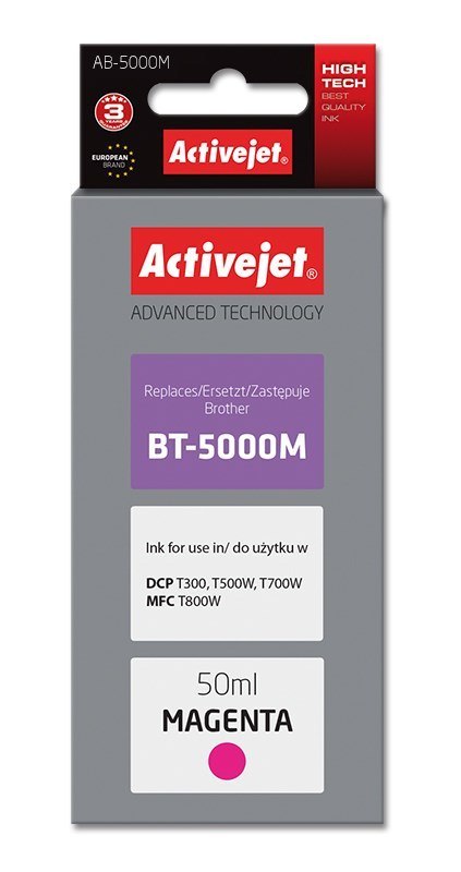 Activejet AB-5000M Tusz Buteleczka z atramentem (zamiennik Brother BT-5000M; Supreme; 50 ml; czerwony) Activejet