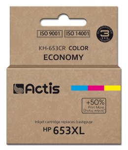 Actis KH-653CR Tusz (zamiennik HP 653XL 3YM74AE; Premium; 18ml; 300 stron; kolorowy) ACTIS