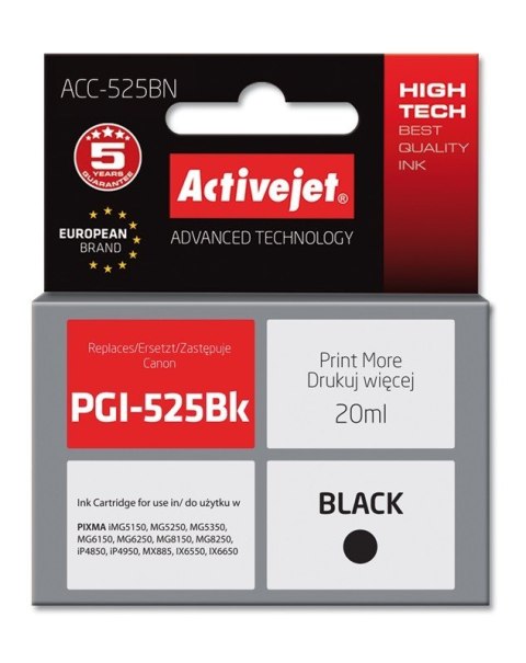 Activejet ACC-525BN Tusz (zamiennik Canon PGI-525PGBK; Supreme; 20 ml; czarny) Activejet