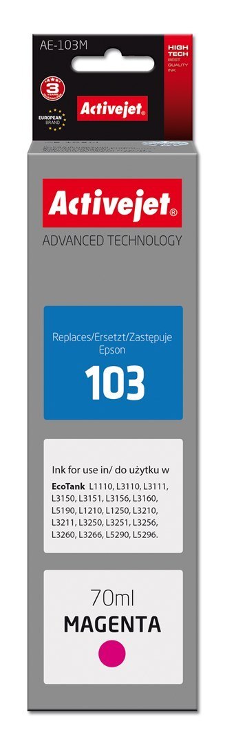 Activejet AE-103M Tusz (zamiennik Epson 103 C13T00S34A; Supreme; 70 ml; purpurowy) Activejet