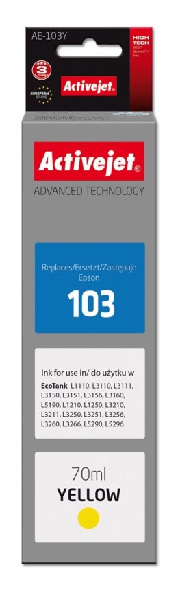 Activejet AE-103Y Tusz (zamiennik Epson 103 C13T00S44A; Supreme; 70 ml; żółty) Activejet