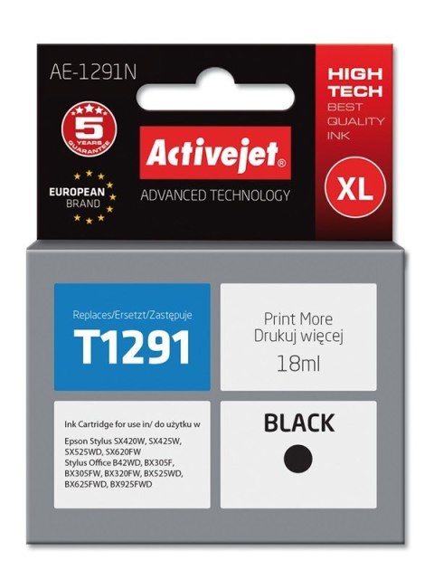 Activejet AE-1291N Tusz (zamiennik Epson T1291; Supreme; 18 ml; czarny) Activejet