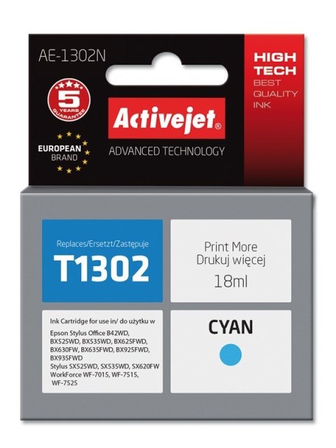 Activejet AE-1302N Tusz (zamiennik Epson T1302; Supreme; 18 ml; niebieski) Activejet