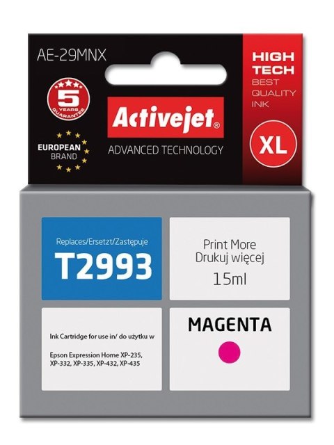 Activejet AE-29MNX Tusz (zamiennik Epson 29XL T2993; Supreme; 15 ml; czerwony) Activejet