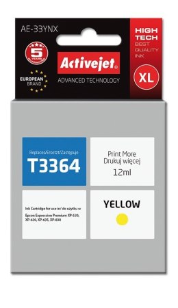 Activejet AE-33YNX Tusz (zamiennik Epson 33XL T3364; Supreme; 12 ml; żółty) Activejet