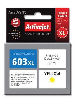 Activejet AE-603YNX Tusz (zamiennik Epson 603XL T03A44; Supreme; 14 ml; żółty) Activejet