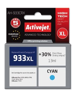 Activejet AH-933CRX Tusz (zamiennik HP 933XL CN054AE; Premium; 13 ml; niebieski) Activejet