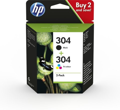 Tusz HP zestaw HP 304, HP304=3JB05AE, zawiera czarny i kolor, N9K06AE+N9K05AE Hewlett-Packard