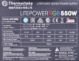 Zasilacz Thermaltake Litepower RGB PS-LTP-0550NHSANE-1 (550 W; Aktywne; 120 mm) Thermaltake