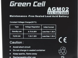 GREEN CELL AKUMULATOR ŻELOWY AGM02 6V 4,5AH Green Cell