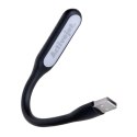 Activejet Lampka do komputera USB LED, do czytania. Napięcie 5V. Moc 1.2W. Materiał PVC. Rozmiar produktu 170*18.5*9mm. Czarna. Activejet