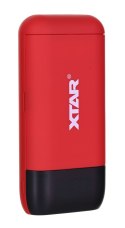 XTAR ŁADOWARKA/POWERBANK DO AKUMULATORÓW CYLINDRYCZNYCH LI-ION 18650/20700/21700 CZERWONY PB2S XTAR