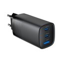 GEMBIRD SZYBKA ŁADOWARKA USB POWER DELIVERY USB TYPU C, 3X USB, 65 W, GAN CZARNA GEMBIRD