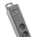 QOLTEC LISTWA ZASILAJĄCA ANTYPRZEPIĘCIOWA | 6 GNIAZD | 2 X USB | 1.8M | SZARA Qoltec