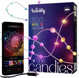 Twinkly Candies - 100 Lampki w kształcie pereł RGB LEDs, przezroczysty przewód, USB-C Twinkly