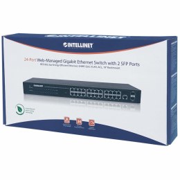 Intellinet 560917 łącza sieciowe Zarządzany Gigabit Ethernet (10/100/1000) 1U Czarny Intellinet