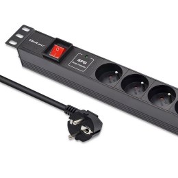 Qoltec Aluminiowa Listwa zasilająca PDU do RACK 19'' | 1U | 16A | 6xFRENCH | 1.8m Qoltec